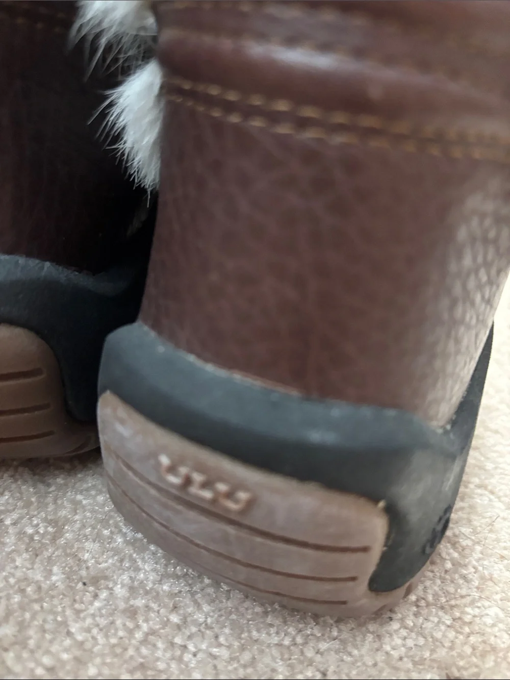 ULU Rabbit Fur Cold-Weather Leather Lace-Up Boots in Brown and Tan Size 6.5